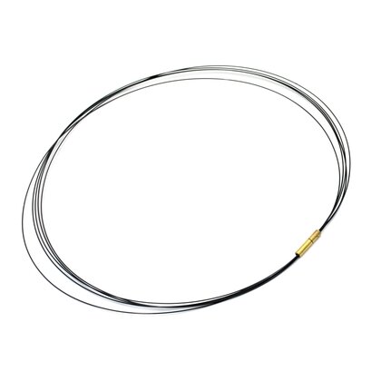 Multi Strand Cable Choker with Push Clasp (Black) - 18 Inch