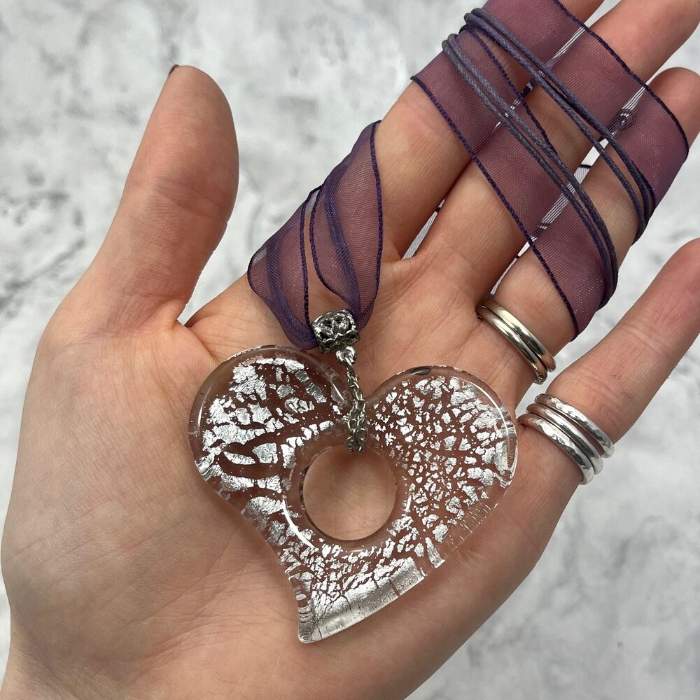 Murano glass heart pendant deals