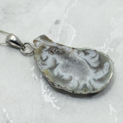Natural Agate Geode 925 Silver Pendant - Lucky Dip