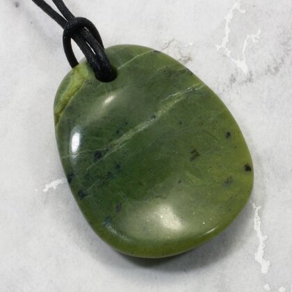 Nephrite Jade Pendant & Wax Cotton Cord ~43mm