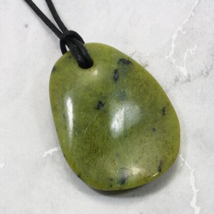 Nephrite Jade Pendant & Wax Cotton Cord ~43mm