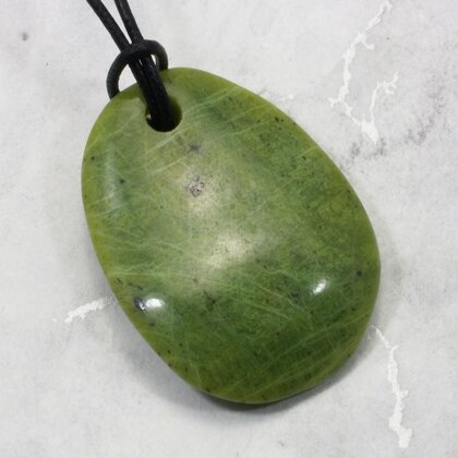 Nephrite Jade Pendant & Wax Cotton Cord ~44mm