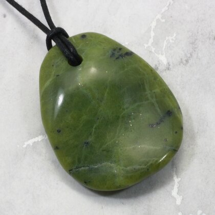 Nephrite Jade Pendant & Wax Cotton Cord ~44mm