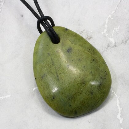 Nephrite Jade Pendant & Wax Cotton Cord ~44mm