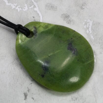 Nephrite Jade Pendant & Wax Cotton Cord ~44x35mm