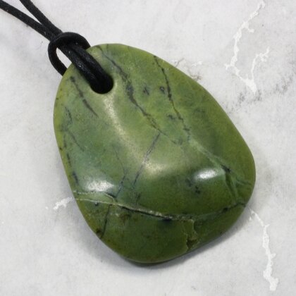 Nephrite Jade Pendant & Wax Cotton Cord ~44mm