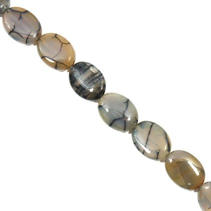 Network Agate Crystal Beads - 20mm Flat Oval