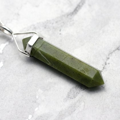 New Jade & Silver Double Terminated Point Pendant 35mm