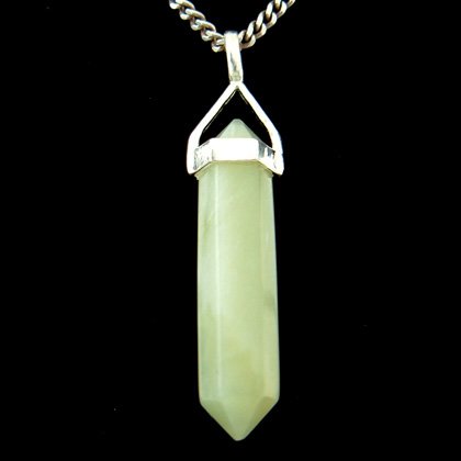 New Jade & Silver Double Terminated Point Pendant 35mm