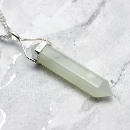 New Jade & Silver Double Terminated Point Pendant 37mm