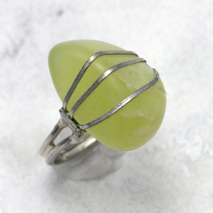 New Jade Wire Wrap Ring ~ 6 US Ring Size , L-½ UK Ring Size