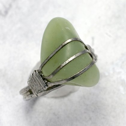 New Jade Wire Wrap Ring ~ 7 US Ring Size , O UK Ring Size
