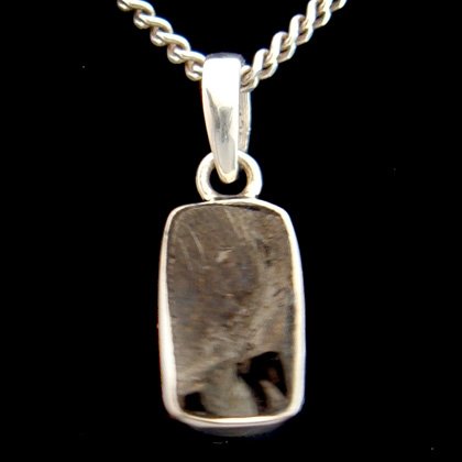 Nuummite & Silver Pendant - Small Rectangle 16mm