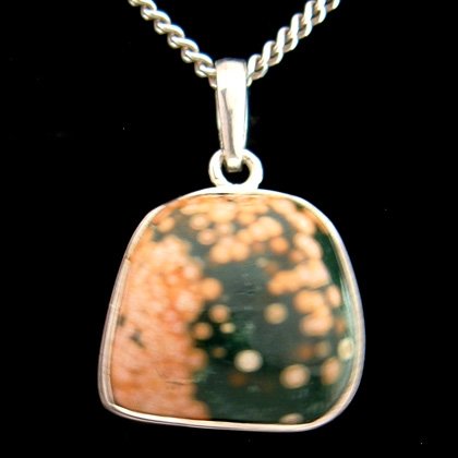 Ocean Jasper & Silver Pendant Freeform 19mm