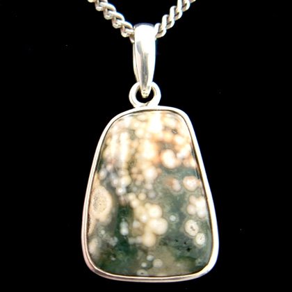 Ocean Jasper & Silver Pendant Freeform 23mm