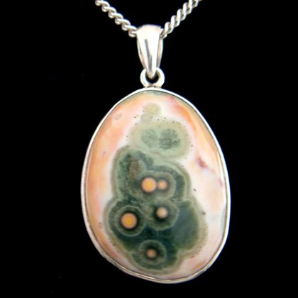 Ocean Jasper & Silver Pendant Freeform 32mm