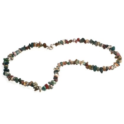 Ocean Jasper Gemstone Chip Necklace with Clasp