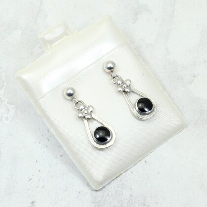 Onyx 925 Silver Drop Earrings ~24mm