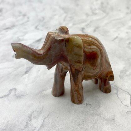 Onyx Elephant Crystal Carving ~65x77mm