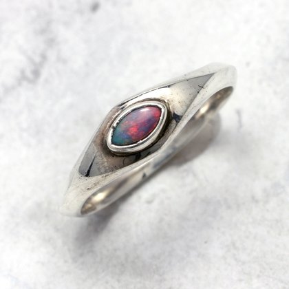 Opal & Silver Ring ~ 10 US Ring Size , T-½ UK Ring Size