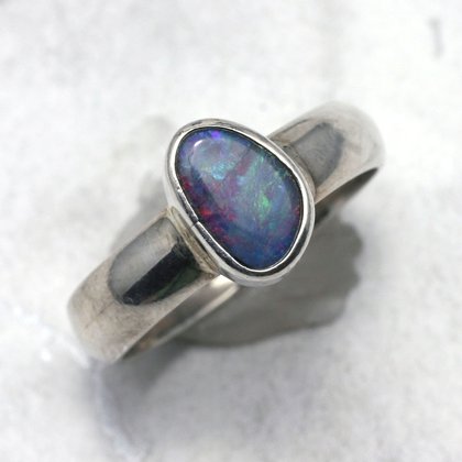 Opal & Silver Ring ~ Ring Size 7.5 US, P UK