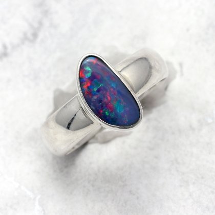 Opal & Silver Ring ~ 7.5 US Ring Size , P UK Ring Size