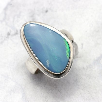 Opal & Silver Ring ~ 7 US Ring Size , O UK Ring Size