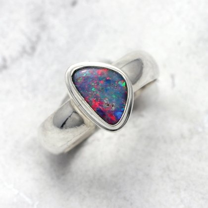 Opal & Silver Ring ~ 7 US Ring Size , O UK Ring Size