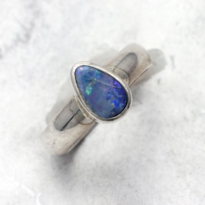 Opal & Silver Ring ~ 7 US Ring Size , O UK Ring Size