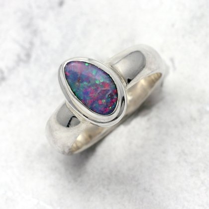 Opal & Silver Ring ~ 7 US Ring Size , O UK Ring Size