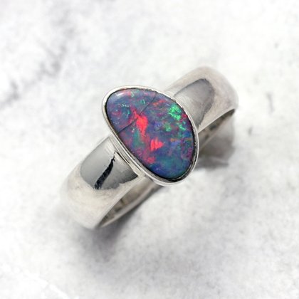 Opal & Silver Ring ~ 7 US Ring Size , O UK Ring Size