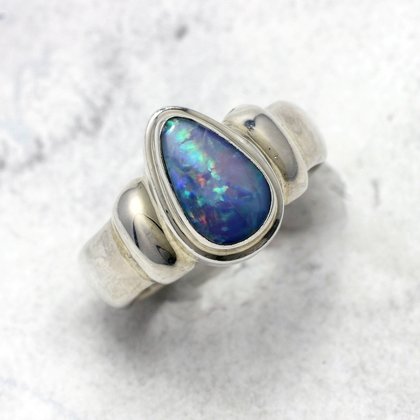 Opal & Silver Ring ~ 7 US Ring Size , O UK Ring Size