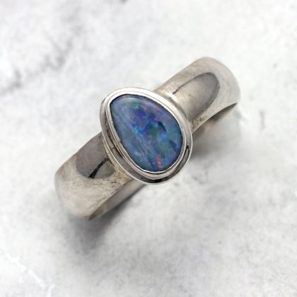Opal & Silver Ring ~ 8.5 US Ring Size , R UK Ring Size