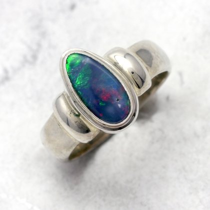 Opal & Silver Ring ~ 8.75 US Ring Size , R-½ UK Ring Size