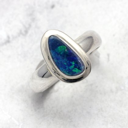 Opal & Silver Ring ~ 8 US Ring Size , Q UK Ring Size