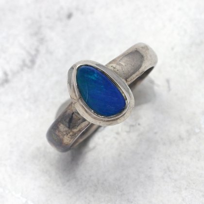 Opal & Silver Ring ~ 8 US Ring Size , Q UK Ring Size