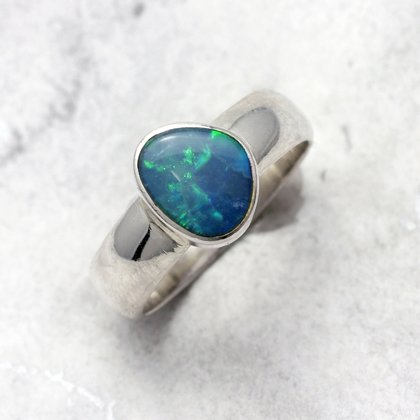 Opal & Silver Ring ~ 8 US Ring Size , Q UK Ring Size