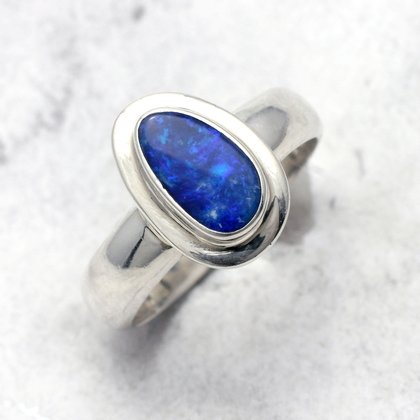 Opal & Silver Ring ~ 8 US Ring Size , Q UK Ring Size