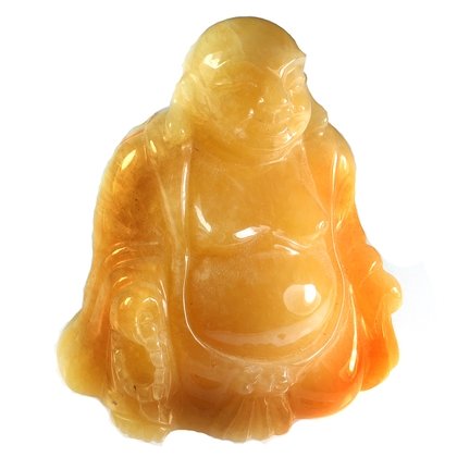 Orange Calcite Sitting Buddha Statue