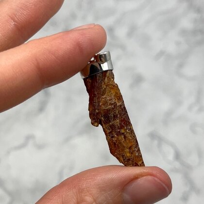 Orange Kyanite Healing Crystal 925 Silver Pendant ~38mm