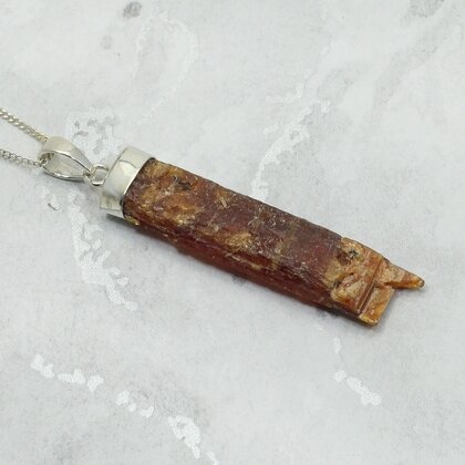 Orange Kyanite Healing Crystal 925 Silver Pendant ~39mm
