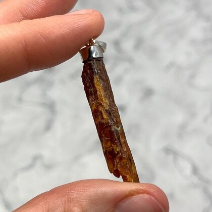 Orange Kyanite Healing Crystal 925 Silver Pendant ~44mm