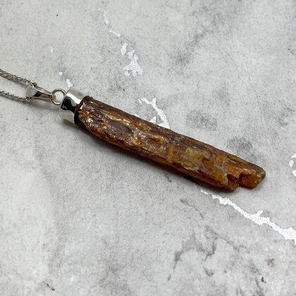 Orange Kyanite Healing Crystal 925 Silver Pendant ~44mm