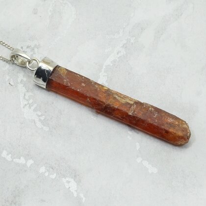 Orange Kyanite Healing Crystal 925 Silver Pendant ~45mm