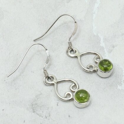 Ornate Peridot 925 Silver Drop Earrings ~22mm
