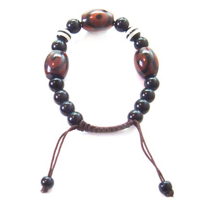 Patterned Carnelian & Onyx Bracelet (Adjustable)
