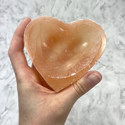 Peach Selenite Heart Bowl ~95mm