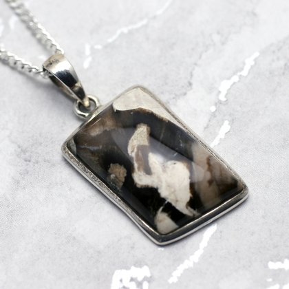 Peanut Wood & Silver Pendant - Trapezium 28mm