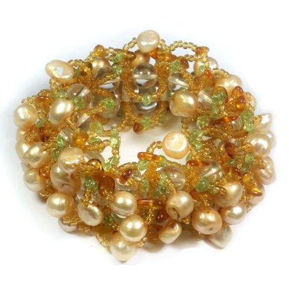 Pearl, Amber & Peridot Bracelet