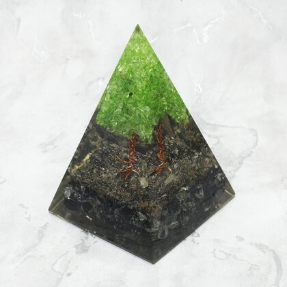 Peridot & Tourmaline Tree Of Life Orgonite ~95mm